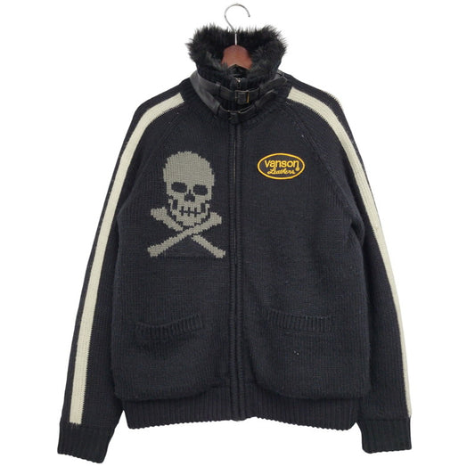 【中古品】【メンズ】 SKULL FUR KNIT JACKET スカル ファー ニット ジャケット アウター 145-260216-as-23-izu サイズ：M カラー：ブラック 万代Net店
