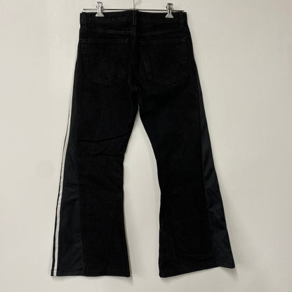 【中古品】【メンズ】 USED ユーズド DOCKING DENIM TRACK PANTS ドッキング デニム トラック パンツ ズボン ボトムス 158-260216-ya-11-izu サイズ：下記参照 カラー：BLACK 万代Net店