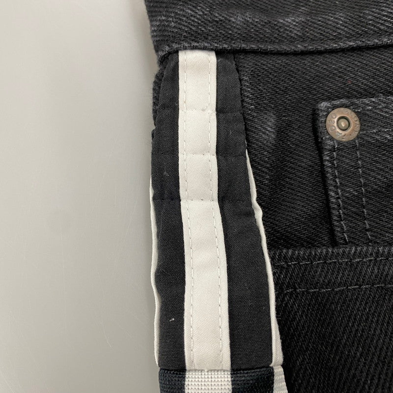 【中古品】【メンズ】 USED ユーズド DOCKING DENIM TRACK PANTS ドッキング デニム トラック パンツ ズボン ボトムス 158-260216-ya-11-izu サイズ：下記参照 カラー：BLACK 万代Net店