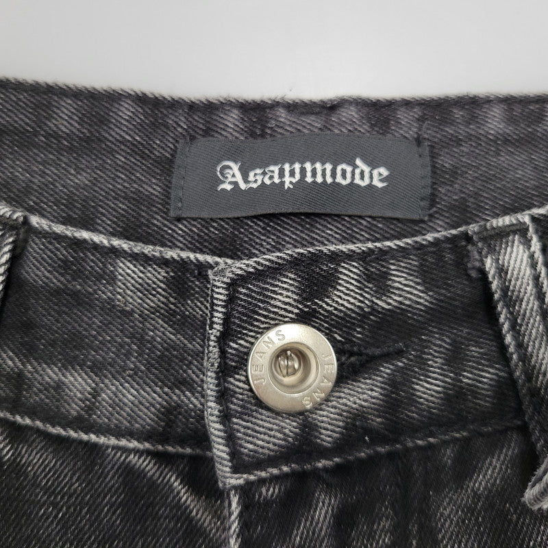 【中古品】【メンズ】 ASAPMODE エイサップモード WIDE DENIM PANTS ワイドデニムパンツ ボトムス 152-260218-as-21-izu サイズ：S カラー：ブラック 万代Net店