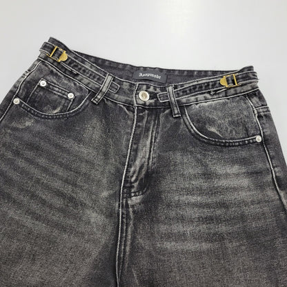 【中古品】【メンズ】 ASAPMODE エイサップモード WIDE DENIM PANTS ワイドデニムパンツ ボトムス 152-260218-as-21-izu サイズ：S カラー：ブラック 万代Net店