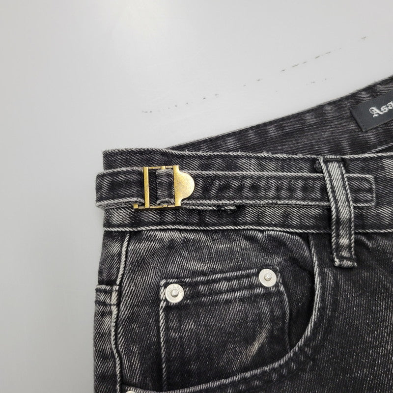 【中古品】【メンズ】 ASAPMODE エイサップモード WIDE DENIM PANTS ワイドデニムパンツ ボトムス 152-260218-as-21-izu サイズ：S カラー：ブラック 万代Net店