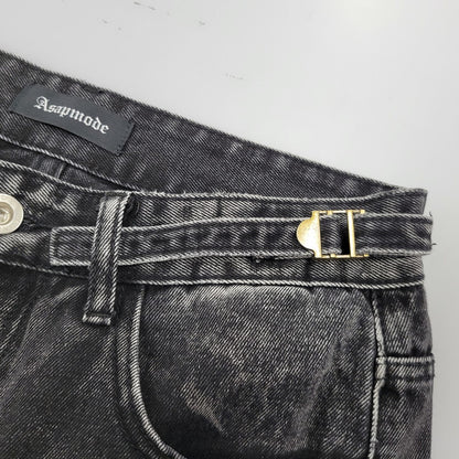 【中古品】【メンズ】 ASAPMODE エイサップモード WIDE DENIM PANTS ワイドデニムパンツ ボトムス 152-260218-as-21-izu サイズ：S カラー：ブラック 万代Net店