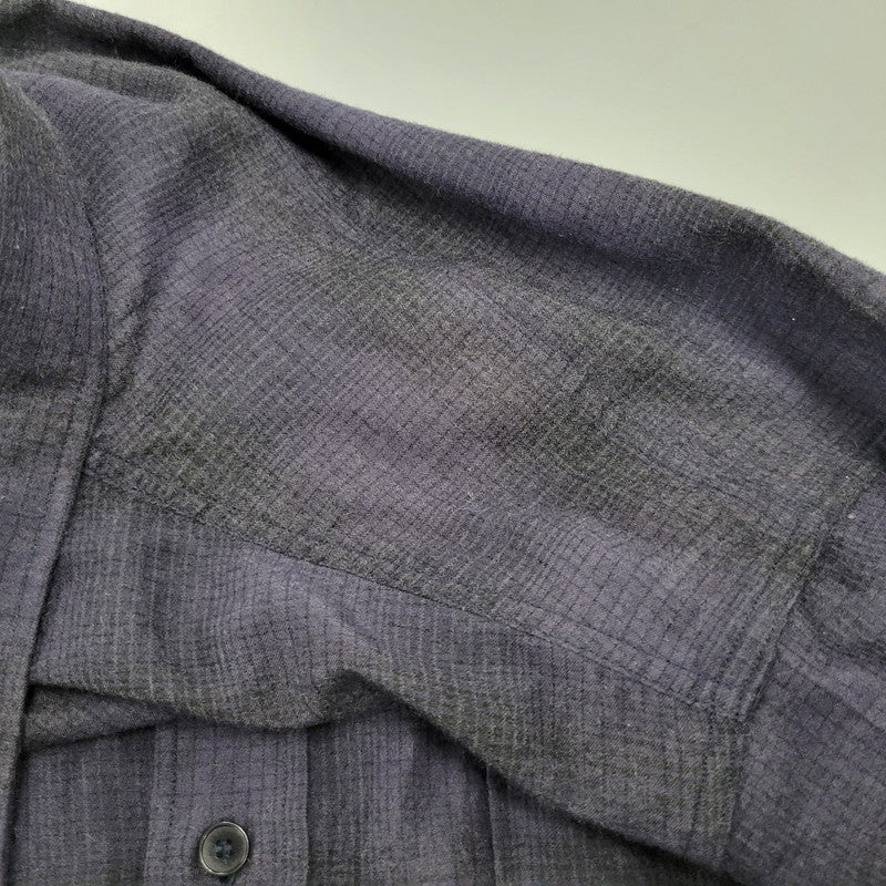 【中古品】【メンズ】 COMOLI コモリ WOOL SILK WORK SHIRT ウール シルク ワーク シャツ トップス 140-260221-kh-05-izu サイズ：1 カラー：ネイビー×ブラック 万代Net店