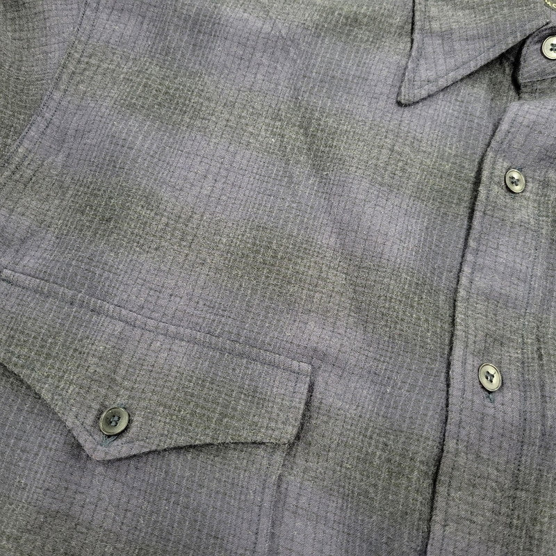 【中古品】【メンズ】 COMOLI コモリ WOOL SILK WORK SHIRT ウール シルク ワーク シャツ トップス 140-260221-kh-05-izu サイズ：1 カラー：ネイビー×ブラック 万代Net店