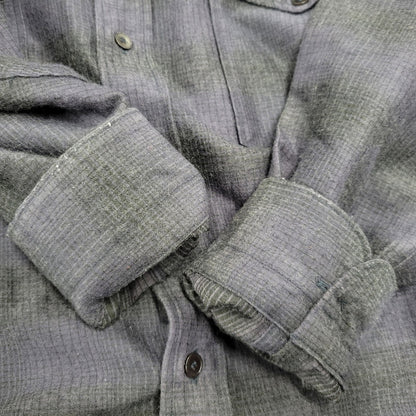 【中古品】【メンズ】 COMOLI コモリ WOOL SILK WORK SHIRT ウール シルク ワーク シャツ トップス 140-260221-kh-05-izu サイズ：1 カラー：ネイビー×ブラック 万代Net店