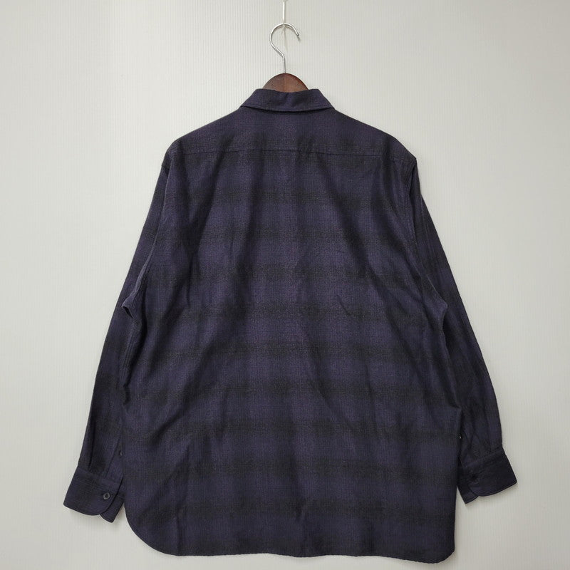 【中古品】【メンズ】 COMOLI コモリ WOOL SILK WORK SHIRT ウール シルク ワーク シャツ トップス 140-260221-kh-05-izu サイズ：1 カラー：ネイビー×ブラック 万代Net店