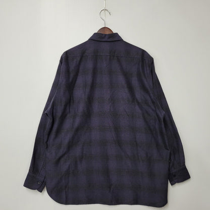 【中古品】【メンズ】 COMOLI コモリ WOOL SILK WORK SHIRT ウール シルク ワーク シャツ トップス 140-260221-kh-05-izu サイズ：1 カラー：ネイビー×ブラック 万代Net店