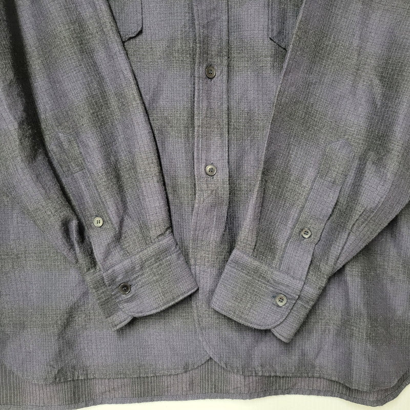 【中古品】【メンズ】 COMOLI コモリ WOOL SILK WORK SHIRT ウール シルク ワーク シャツ トップス 140-260221-kh-05-izu サイズ：1 カラー：ネイビー×ブラック 万代Net店