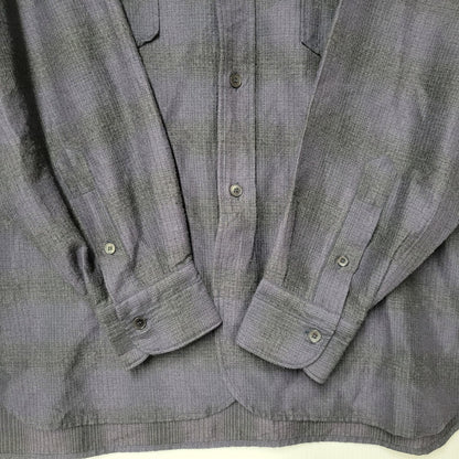 【中古品】【メンズ】 COMOLI コモリ WOOL SILK WORK SHIRT ウール シルク ワーク シャツ トップス 140-260221-kh-05-izu サイズ：1 カラー：ネイビー×ブラック 万代Net店