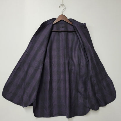 【中古品】【メンズ】 COMOLI コモリ WOOL SILK WORK SHIRT ウール シルク ワーク シャツ トップス 140-260221-kh-05-izu サイズ：1 カラー：ネイビー×ブラック 万代Net店