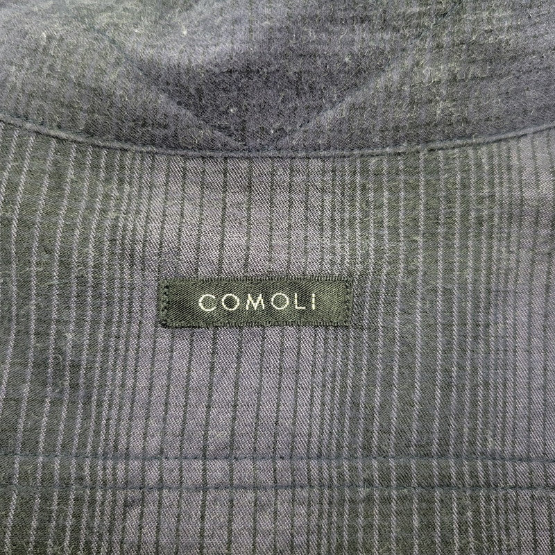 【中古品】【メンズ】 COMOLI コモリ WOOL SILK WORK SHIRT ウール シルク ワーク シャツ トップス 140-260221-kh-05-izu サイズ：1 カラー：ネイビー×ブラック 万代Net店