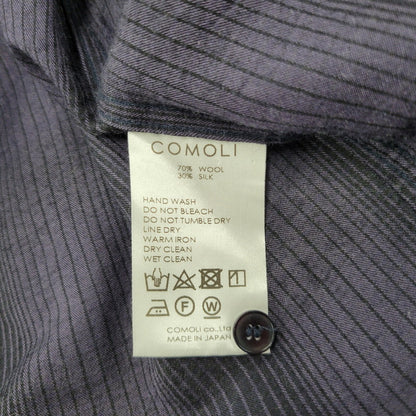 【中古品】【メンズ】 COMOLI コモリ WOOL SILK WORK SHIRT ウール シルク ワーク シャツ トップス 140-260221-kh-05-izu サイズ：1 カラー：ネイビー×ブラック 万代Net店