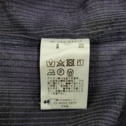 【中古品】【メンズ】 COMOLI コモリ WOOL SILK WORK SHIRT ウール シルク ワーク シャツ トップス 140-260221-kh-05-izu サイズ：1 カラー：ネイビー×ブラック 万代Net店