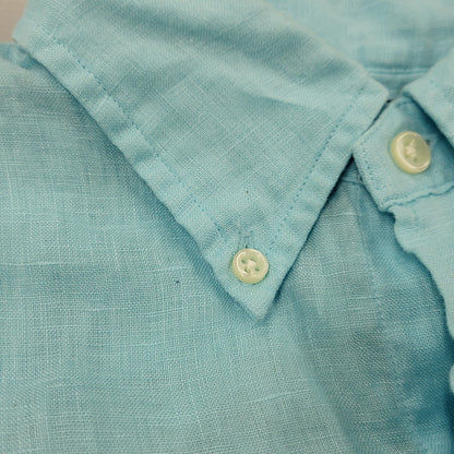【中古品】【メンズ】 RALPH LAUREN ラルフローレン CUSTOM FIT LINEN BD SHIRT リネン ボタンダウン シャツ 長袖 トップス 146-260218-as-09-izu サイズ：S カラー：ライトブルー 万代Net店