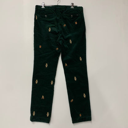 【中古品】【メンズ】 SLIM FIT POLO BEAR CORDUROY PANTS スリム フィット ポロベア コーデュロイ パンツ 158-260303-kh-17-izu サイズ：34×32 カラー：グリーン 万代Net店