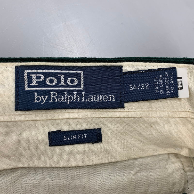 【中古品】【メンズ】 SLIM FIT POLO BEAR CORDUROY PANTS スリム フィット ポロベア コーデュロイ パンツ 158-260303-kh-17-izu サイズ：34×32 カラー：グリーン 万代Net店