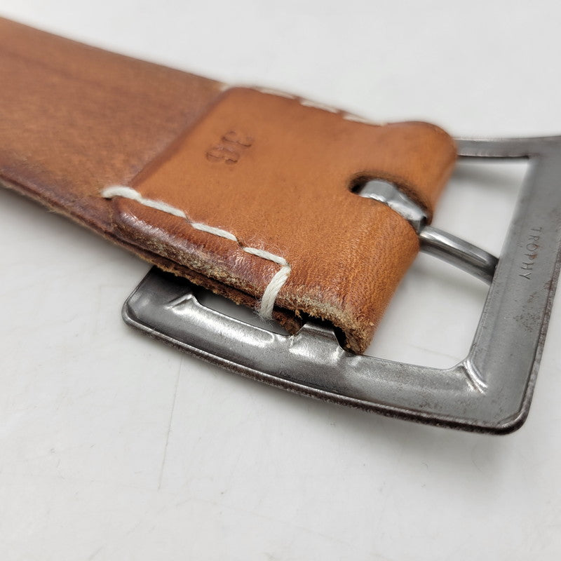 【中古品】【メンズ】 TROPHY CLOTHING トロフィークロージング INDUSTRIAL IRON BUCKLE LEATHER BELT インダストリアル アイアン バックル レザー ベルト 205-260217-yn-09-izu サイズ：36 カラー：キャメル 万代Net店