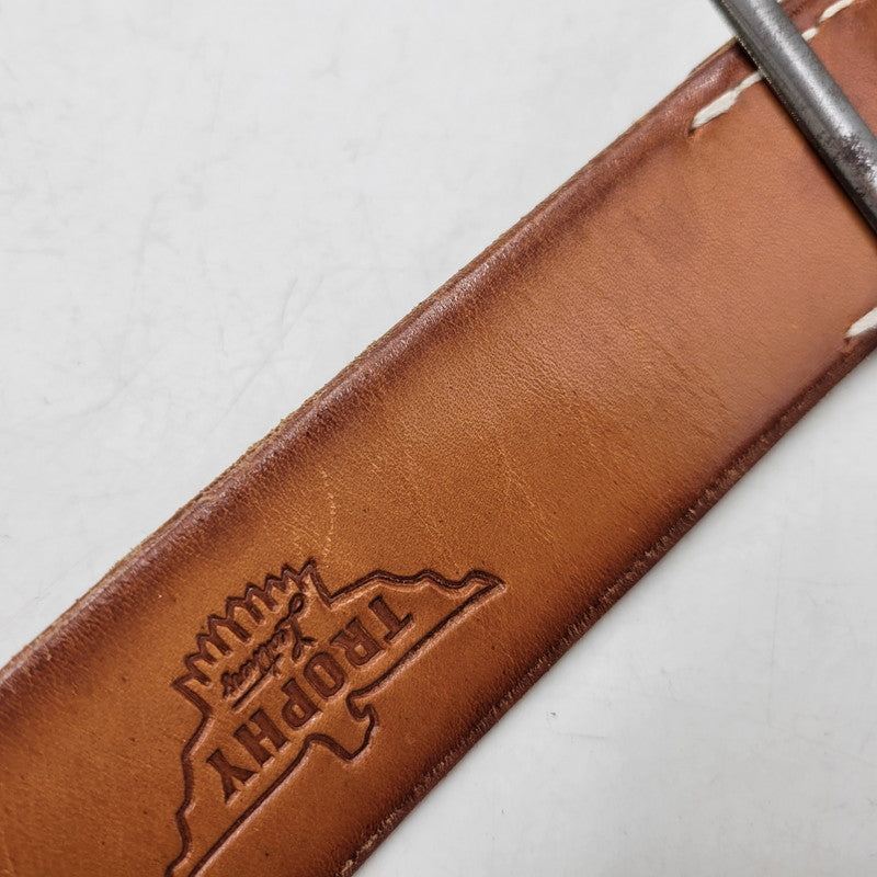 【中古品】【メンズ】 TROPHY CLOTHING トロフィークロージング INDUSTRIAL IRON BUCKLE LEATHER BELT インダストリアル アイアン バックル レザー ベルト 205-260217-yn-09-izu サイズ：36 カラー：キャメル 万代Net店