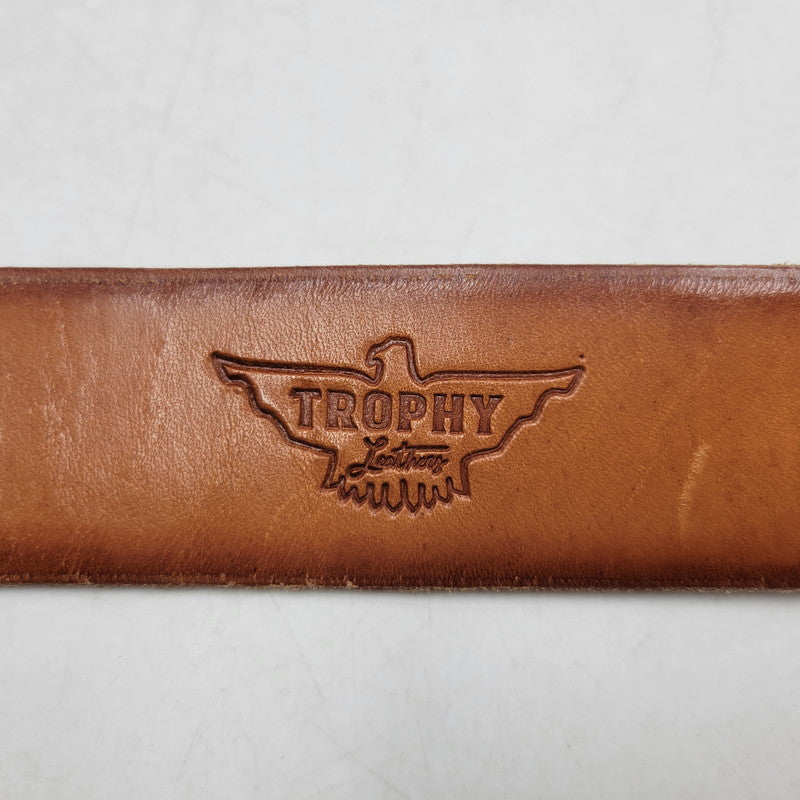 【中古品】【メンズ】 TROPHY CLOTHING トロフィークロージング INDUSTRIAL IRON BUCKLE LEATHER BELT インダストリアル アイアン バックル レザー ベルト 205-260217-yn-09-izu サイズ：36 カラー：キャメル 万代Net店