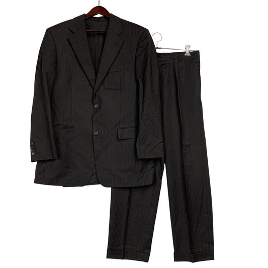 【現状渡し品】【メンズ】 HUGO BOSS ヒューゴボス TIZIAN LUCCA STRIPE SUIT SET UP 22-0602 ティツィアン ルッカ ストライプスーツ セットアップ 141-260220-as-28-izu サイズ：50 カラー：ブラック系 万代Net店