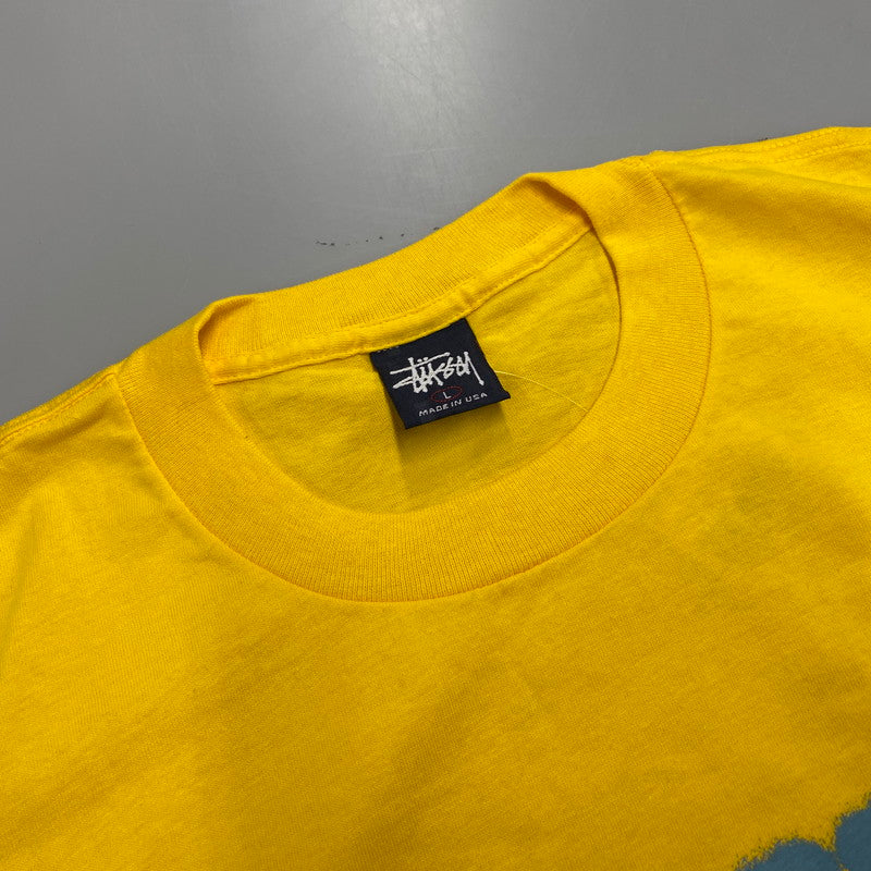 【中古美品】【メンズ】 OLD STUSSY オールド ステューシー 90’S 紺タグ USA製 GRAFFITI ART LOGO SS TEE グラフィティ アート ロゴ ショートスリーブ ティー トップス 半袖 142-260219-cs-05-izu サイズ：L カラー：イエロー 万代Net店
