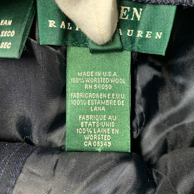 【中古品】【レディース】 LAUREN RALPH LAUREN ローレン ラルフ ローレン 2TUCK STRIPE WOOL SLACKS 2タック ストライプ ウール スラックス USA製 パンツ 168-260220-as-23-izu サイズ：4 カラー：ネイビー 万代Net店