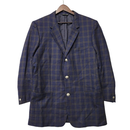 【中古品】【メンズ】 80’S WOOL CHECK METAL BUTTON 3B TAILORED JACKET ウール チェックメタル ボタン スリーボタン テーラード ジャケット アウター 141-260220-cs-14-izu サイズ：48 カラー：ネイビー 万代Net店