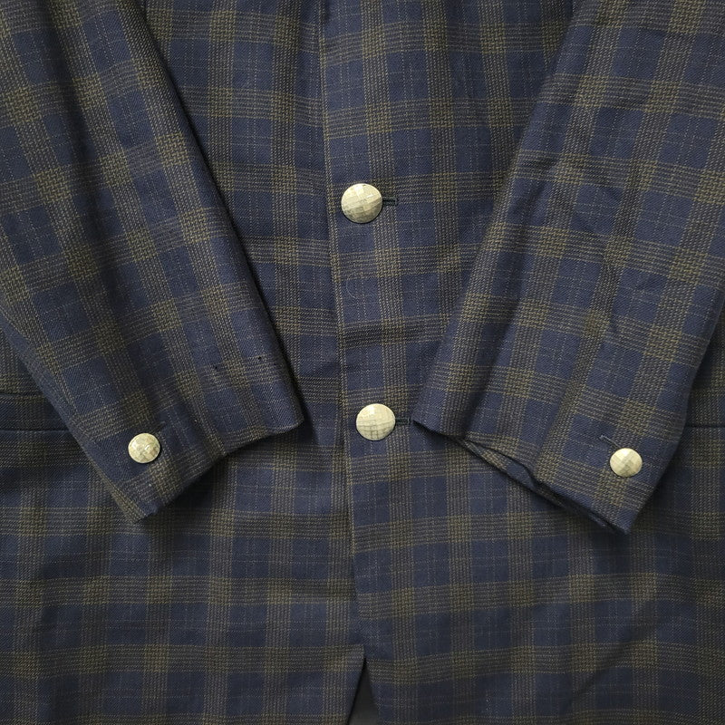 【中古品】【メンズ】 80’S WOOL CHECK METAL BUTTON 3B TAILORED JACKET ウール チェックメタル ボタン スリーボタン テーラード ジャケット アウター 141-260220-cs-14-izu サイズ：48 カラー：ネイビー 万代Net店