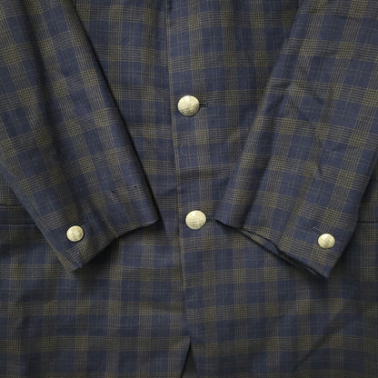【中古品】【メンズ】 80’S WOOL CHECK METAL BUTTON 3B TAILORED JACKET ウール チェックメタル ボタン スリーボタン テーラード ジャケット アウター 141-260220-cs-14-izu サイズ：48 カラー：ネイビー 万代Net店