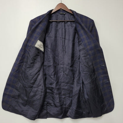 【中古品】【メンズ】 80’S WOOL CHECK METAL BUTTON 3B TAILORED JACKET ウール チェックメタル ボタン スリーボタン テーラード ジャケット アウター 141-260220-cs-14-izu サイズ：48 カラー：ネイビー 万代Net店