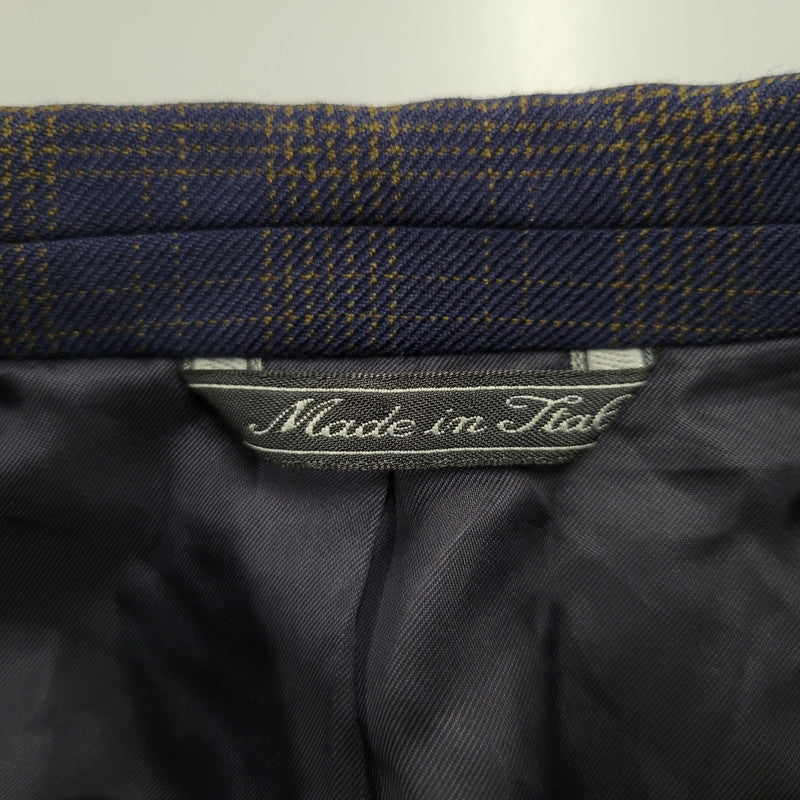 【中古品】【メンズ】 80’S WOOL CHECK METAL BUTTON 3B TAILORED JACKET ウール チェックメタル ボタン スリーボタン テーラード ジャケット アウター 141-260220-cs-14-izu サイズ：48 カラー：ネイビー 万代Net店