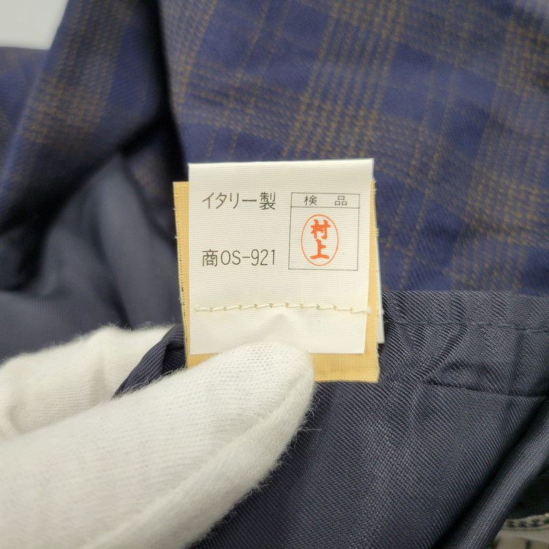 【中古品】【メンズ】 80’S WOOL CHECK METAL BUTTON 3B TAILORED JACKET ウール チェックメタル ボタン スリーボタン テーラード ジャケット アウター 141-260220-cs-14-izu サイズ：48 カラー：ネイビー 万代Net店