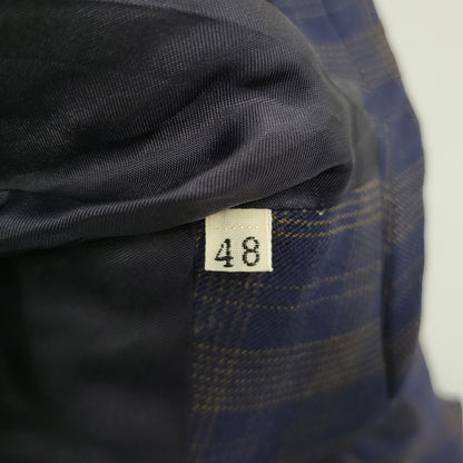 【中古品】【メンズ】 80’S WOOL CHECK METAL BUTTON 3B TAILORED JACKET ウール チェックメタル ボタン スリーボタン テーラード ジャケット アウター 141-260220-cs-14-izu サイズ：48 カラー：ネイビー 万代Net店
