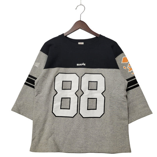 【中古品】【メンズ】 A BATHING APE アベイシングエイプ 88 SWEAT HOCKEY SHIRT スウェットホッケーシャツ 初期タグ トップス 142-260220-as-20-izu サイズ：S カラー：グレー×ブラック 万代Net店