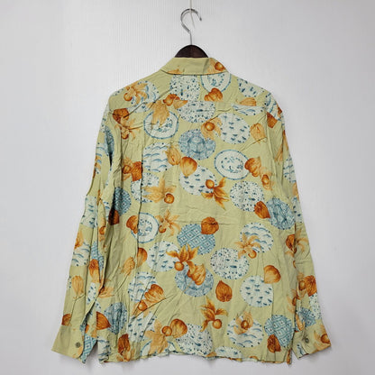 【中古品】【メンズ】 KARL HELMUT カールヘルム OPEN COLLAR L/S RAYON SHIRT P036UFB36 オープンカラー ロングスリーブ レーヨンシャツ ホオズキ柄 長袖 140-260220-as-18-izu カラー：マルチカラー 万代Net店