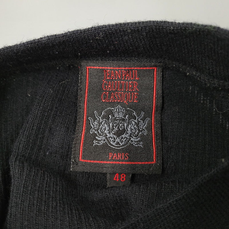 【中古品】【レディース】 JEAN PAUL GAULTIER CLASSIQUE ジャンポールゴルチエ クラシック 日本製 WOOL KNIT SHIRT ウール ニット シャツ トップス 168-260219-yn-04-izu サイズ：48 カラー：ブラック 万代Net店