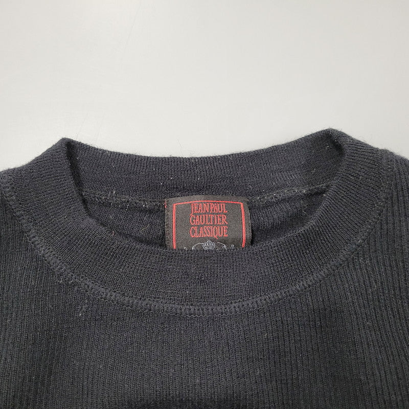 【中古品】【レディース】 JEAN PAUL GAULTIER CLASSIQUE ジャンポールゴルチエ クラシック 日本製 WOOL KNIT SHIRT ウール ニット シャツ トップス 168-260219-yn-04-izu サイズ：48 カラー：ブラック 万代Net店