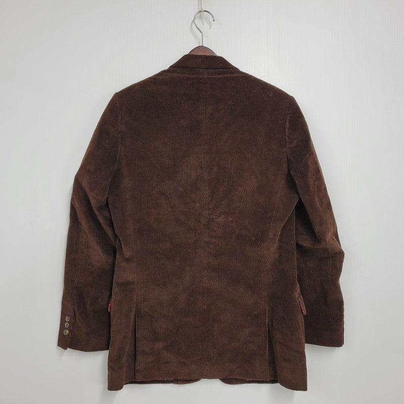 【中古品】【メンズ】 イタリア製 WOOL CHECK CORDUROY TAILORED JACKET ウール チェック コーデュロイ テーラード ジャケット 141-260219-yn-01-izu サイズ：34 カラー：ブラウン 万代Net店