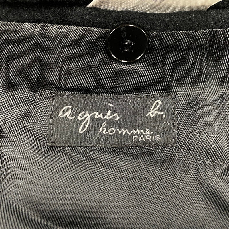【中古品】【メンズ】 AGNES B. HOMME アニエスベー オム 100713 00’S フランス製 SHORT BALMACAAN COAT ショート バルマカーン コート アウター 141-260219-cs-09-izu サイズ：2 カラー：ブラック 万代Net店