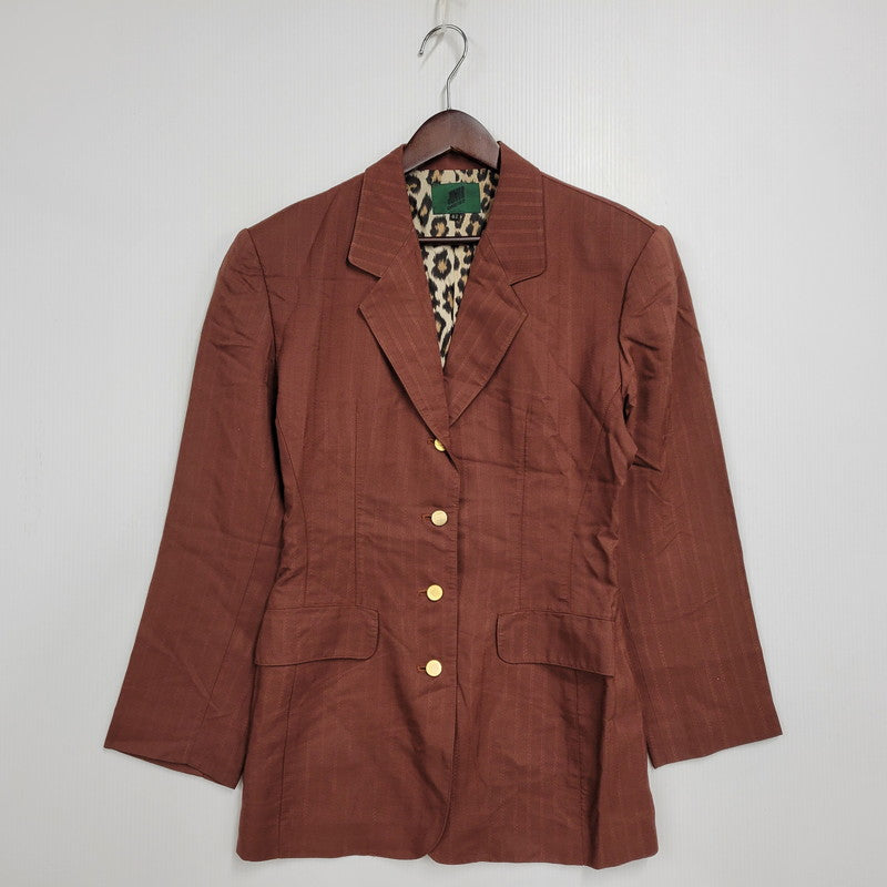 【中古品】【レディース】 JUNIOR GAULTIER ジュニアゴルチェ 金ボタン LEOPARD RAYON SUIT SET UP レオパード レーヨン スーツ セットアップ 168-260219-yn-06-izu サイズ：42 カラー：BORDEAUX 万代Net店