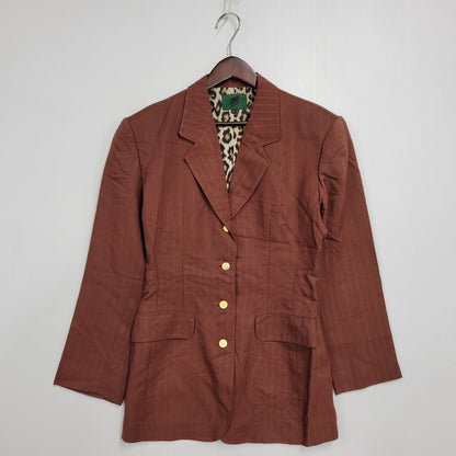 【中古品】【レディース】 JUNIOR GAULTIER ジュニアゴルチェ 金ボタン LEOPARD RAYON SUIT SET UP レオパード レーヨン スーツ セットアップ 168-260219-yn-06-izu サイズ：42 カラー：BORDEAUX 万代Net店