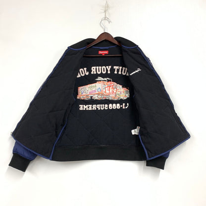 【中古品】【メンズ】 Supreme シュプリーム QUIT YOUR JOB QUILTED WORK JACKET クイット ユア ジョブ キルテッド ワーク ジャケット アウター 149-260218-ya-02-izu サイズ：M カラー：ネイビー 万代Net店