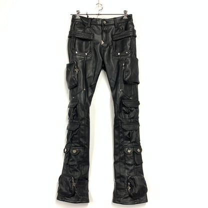 【中古品】【メンズ】 GUAPI グアピ FAKE LEATHER CARGO GIMMICK FLARE PANTS フェイク レザー カーゴ ギミック フレアパンツ ズボン ボトムス 153-260218-ya-04-izu サイズ：34 カラー：BLACK 万代Net店