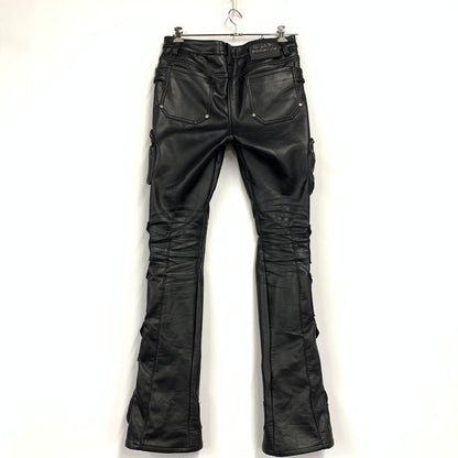【中古品】【メンズ】 GUAPI グアピ FAKE LEATHER CARGO GIMMICK FLARE PANTS フェイク レザー カーゴ ギミック フレアパンツ ズボン ボトムス 153-260218-ya-04-izu サイズ：34 カラー：BLACK 万代Net店