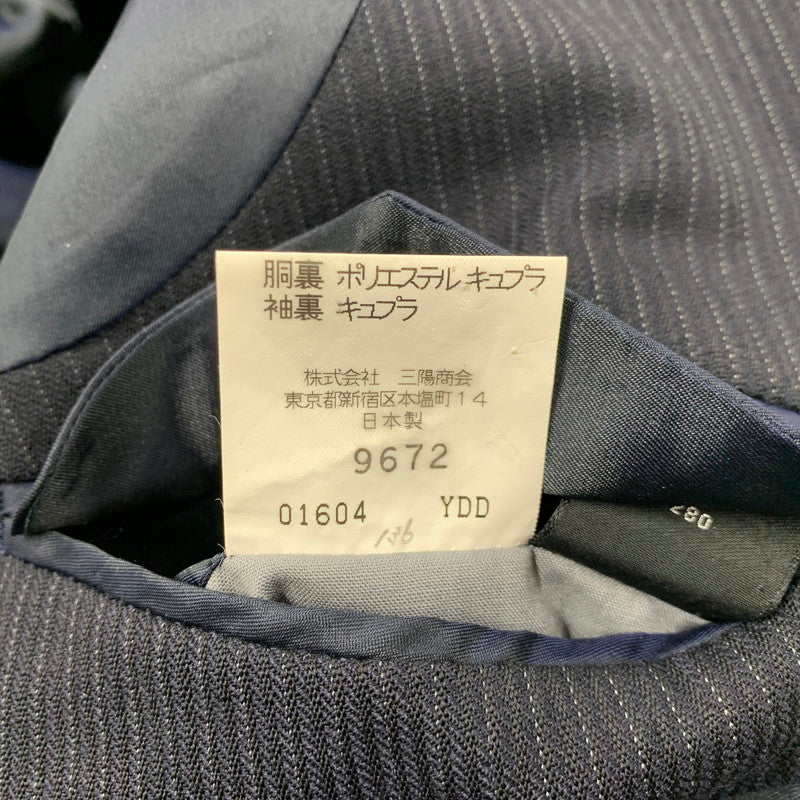 【中古品】【メンズ】 BURBERRY LONDON バーバリー ロンドン STRIPE TAILORED JACKET BBD43-710-29 ストライプ テーラードジャケット 141-260220-as-26-izu サイズ：94-82-175 カラー：ネイビー 万代Net店