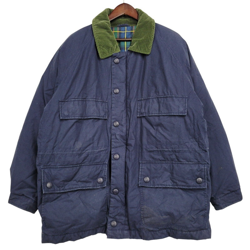 【現状渡し品】【メンズ】 CORDUROY COLLAR DOWN JACKET コーデュロイ カラー ダウン ジャケット アウター 146-260223-kh-03-izu サイズ：M カラー：ネイビー×グリーン 万代Net店