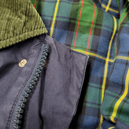 【現状渡し品】【メンズ】 CORDUROY COLLAR DOWN JACKET コーデュロイ カラー ダウン ジャケット アウター 146-260223-kh-03-izu サイズ：M カラー：ネイビー×グリーン 万代Net店