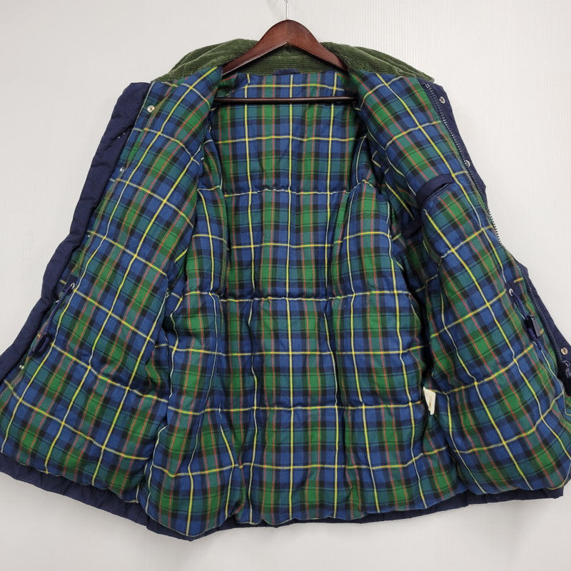 【現状渡し品】【メンズ】 CORDUROY COLLAR DOWN JACKET コーデュロイ カラー ダウン ジャケット アウター 146-260223-kh-03-izu サイズ：M カラー：ネイビー×グリーン 万代Net店