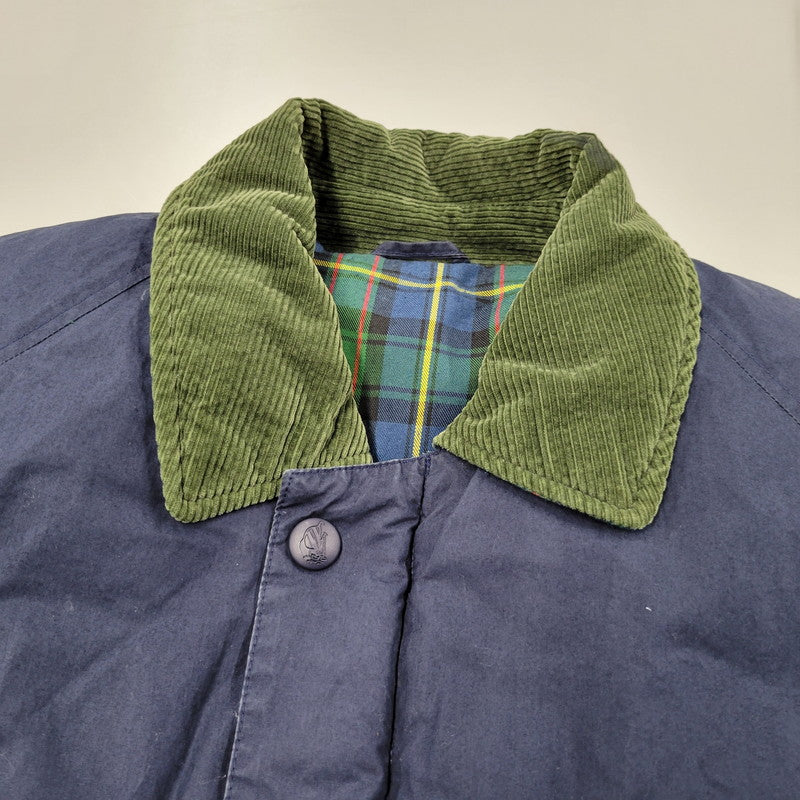 【現状渡し品】【メンズ】 CORDUROY COLLAR DOWN JACKET コーデュロイ カラー ダウン ジャケット アウター 146-260223-kh-03-izu サイズ：M カラー：ネイビー×グリーン 万代Net店